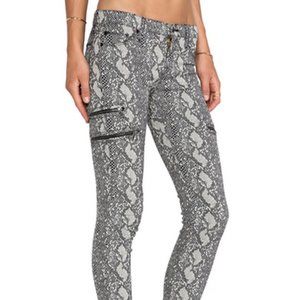 $264 Hudson Nico Snake Print Skinny Jeans Sepia Serpent Cotton Blend Pants 27